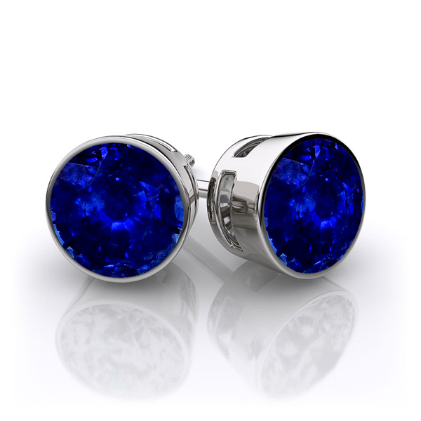Sapphire Earrings Bezel Studs