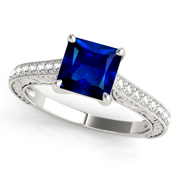 Trellis Vintage Princess Cut Sapphire Engagement Ring