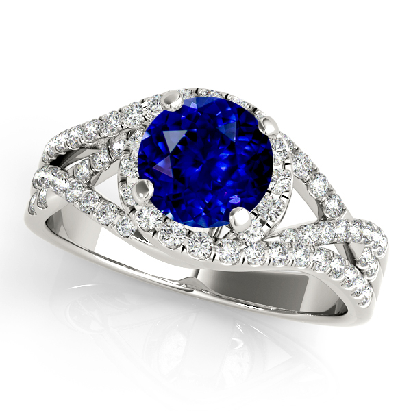 Royal Split Shank Sapphire Engagement Ring White Gold