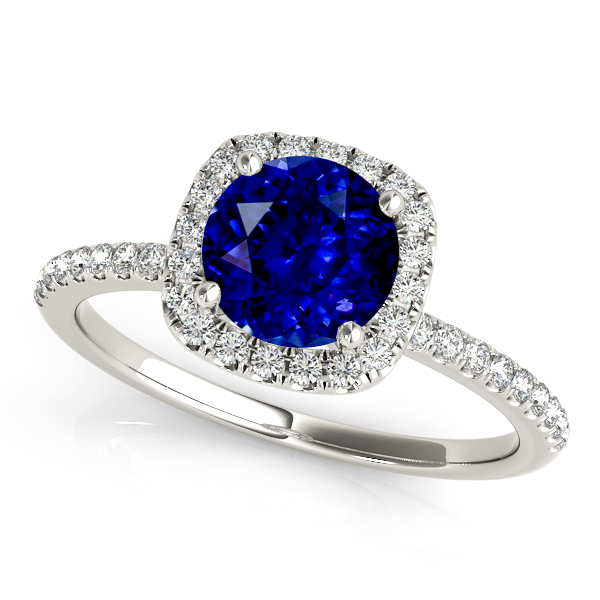 Cushion Halo Sapphire Engagement Ring