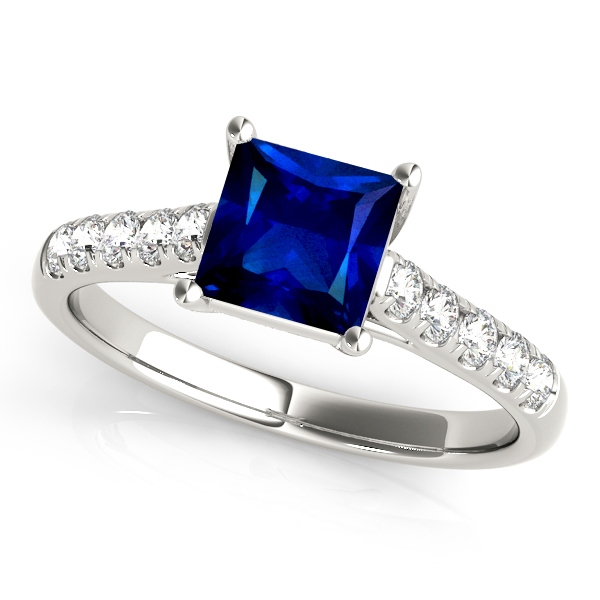 Stylish Trellis Princess Cut Sapphire Engagement Ring