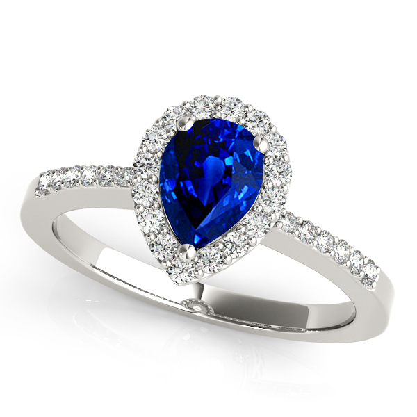Sophisticated Pear Sapphire Halo Engagement Ring
