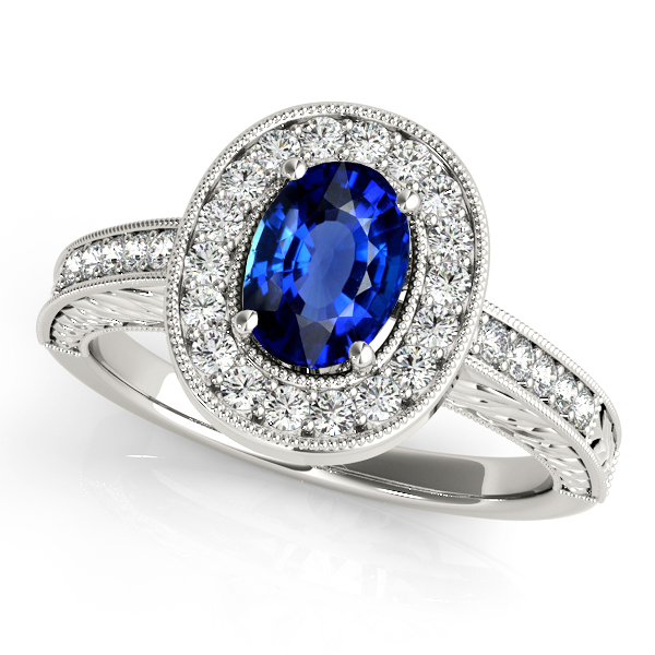 Vintage Oval Cut Sapphire Engagement Ring