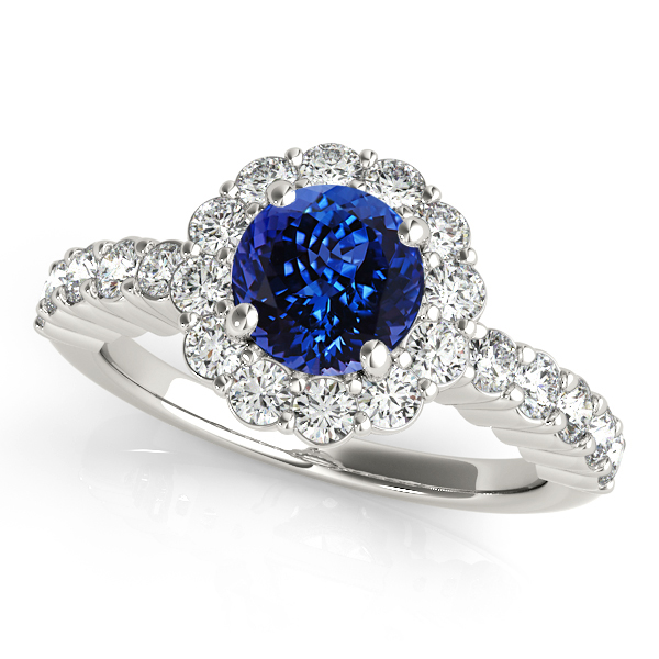 Exceptional Harmonica Flower Halo Tanzanite Engagement Ring