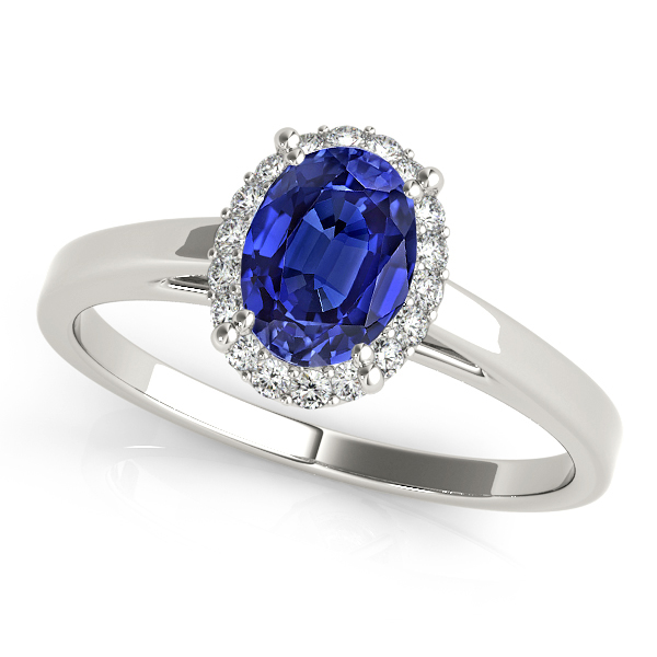 Stylish Oval Tanzanite Halo Engagement Ring