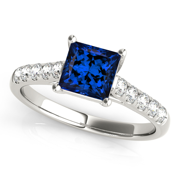 Stylish Trellis Princess Cut Tanzanite Engagement Ring
