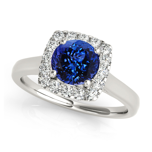 Tanzanite Engagement Ring with Classic Halo