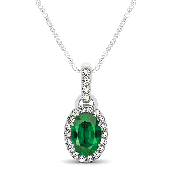 Lovely Halo Oval Tourmaline Necklace in Gold, Silver or Platinum