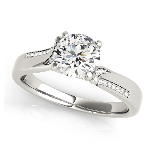 Exclusive Italian Design Engagement Ring with Accents