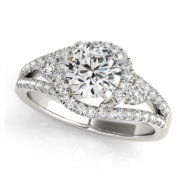 Split Shank Round Halo Engagement & Matching Wedding Ring