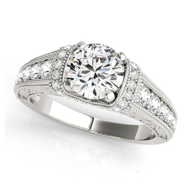 Eccentric Antique Engagement Ring with Round Cut Diamonds