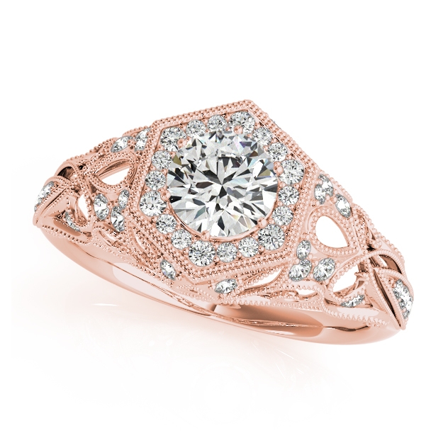 Edwardian Antique Engagement Ring w/ Hexagon Bezel Halo