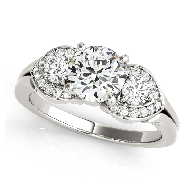 Elegant Three Stone Diamond Engagement Ring with Two Halos