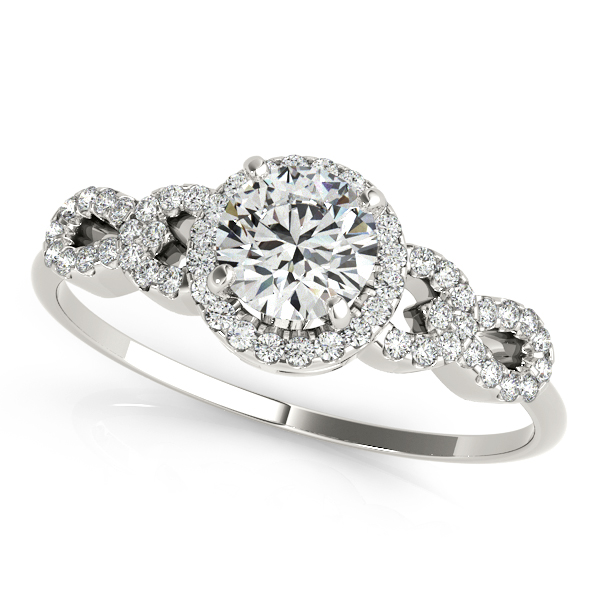 Peculiar Infinity Side Stone Engagement Ring with Round Halo