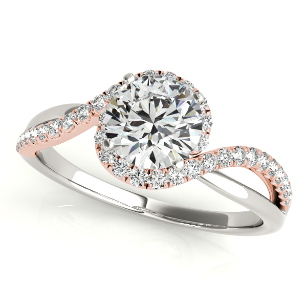 Two Tone Halo Engagement Ring