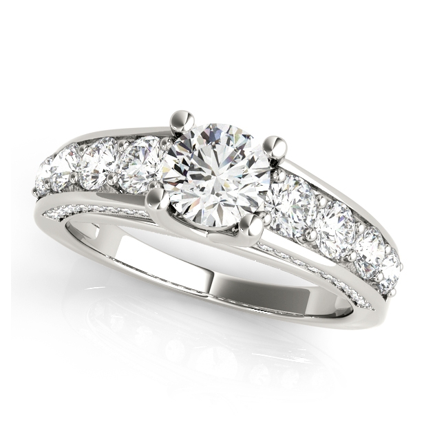 Rare Side Stone Engagement Ring Setting w/ One Carat Diamond