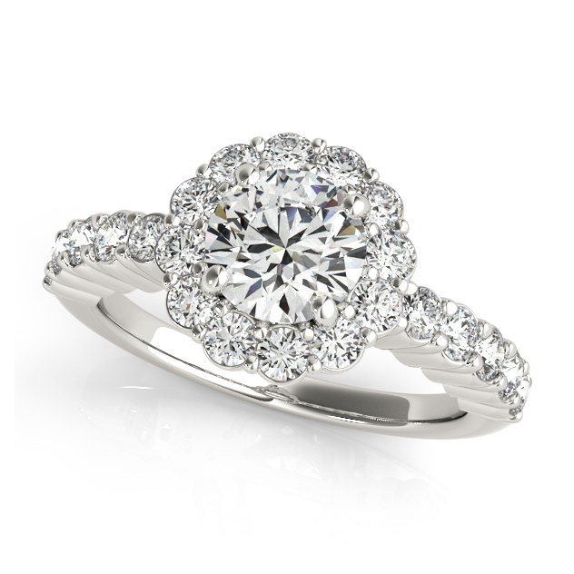 Rugged Side Stone Halo Matching Diamond Engagement Ring Set