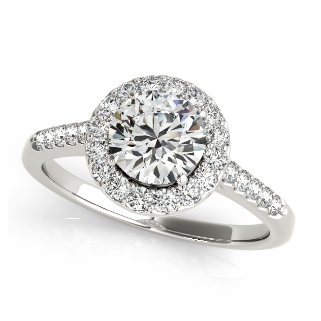 Affordable Round Cut Halo Engagement Ring & Wedding Band Set