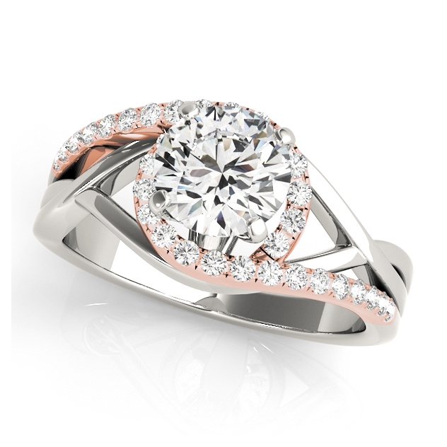Complex Curved Halo Matching Engagement & Wedding Ring Set