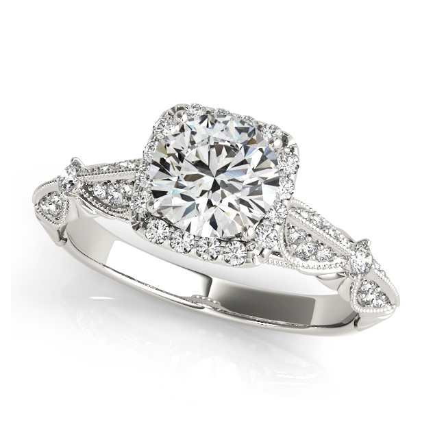 Stylish Antique Engagement & Matching Wedding Ring Set