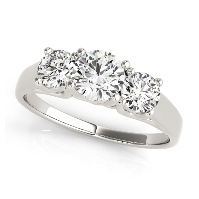 Trellis Three Stone Engagement Ring - Prong Diamond Setting