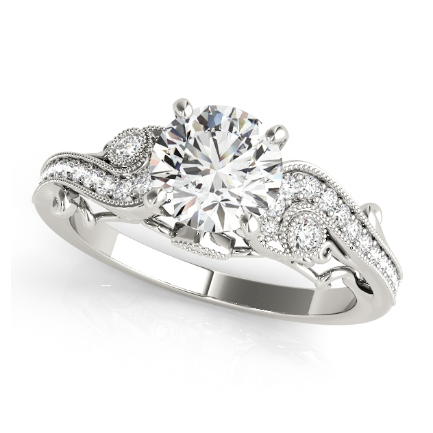 Distinguished Side Stone Antique Filigree Engagement Ring