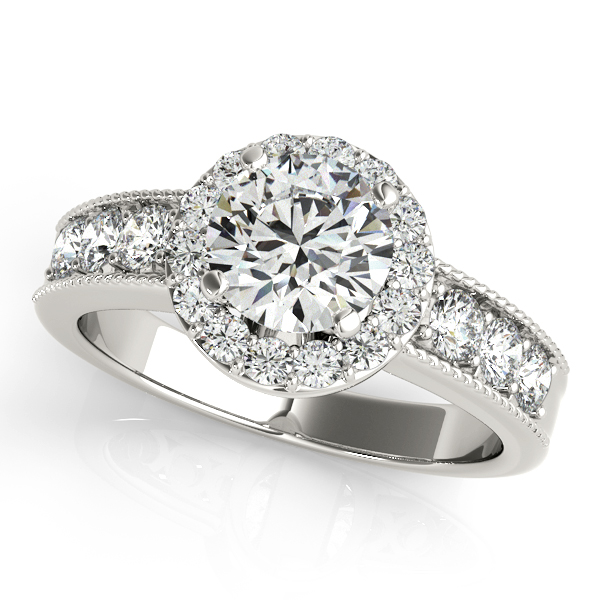 Wide Shank Side Stone Engagement & Wedding Ring Set