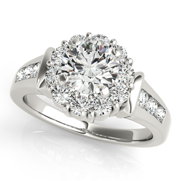 Remarkable Extra Tall Halo Engagement Ring with Side Stones