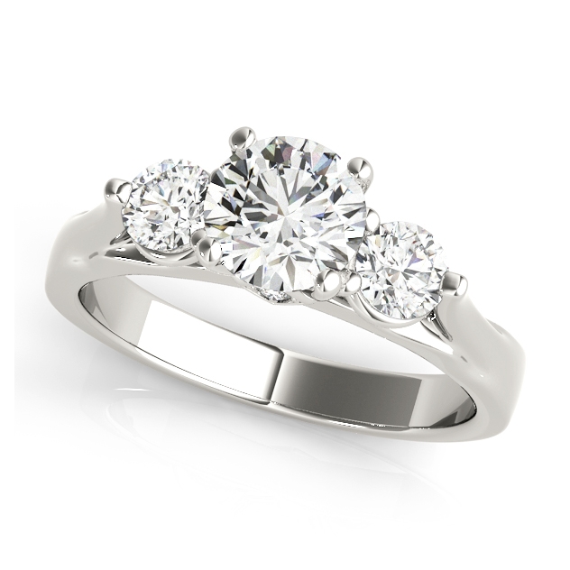 Unique Round Cut Engagement Ring with Three Stone Design