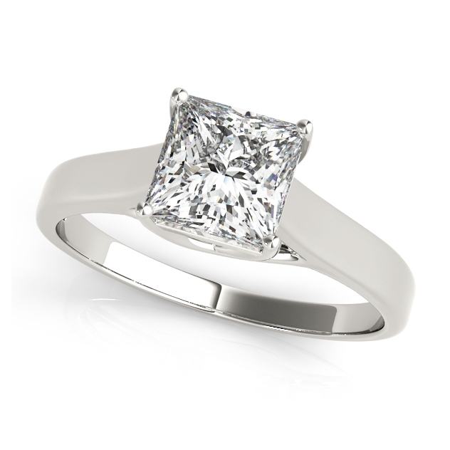 Traditional Princess Cut Solitaire Engagement Ring Set