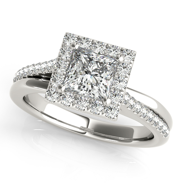 Runway Halo Side Stone Engagement Ring with Split Shank