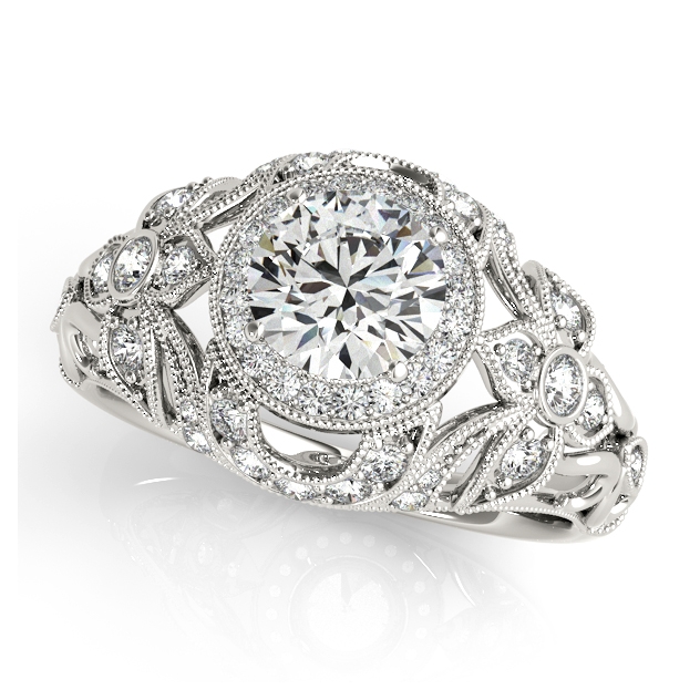 Royal Antique Engagement Ring with Unusual Accent Diamonds